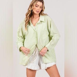 SAGE + FIG Striped Button Up Long Sleeve Shirt